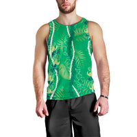Hawaii Maile Lei Men Tank Top With Green Monstera Pattern LT05 - Polynesian Pride