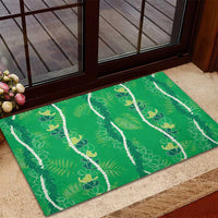 Hawaii Maile Lei Rubber Doormat With Green Monstera Pattern LT05 - Polynesian Pride