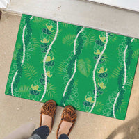 Hawaii Maile Lei Rubber Doormat With Green Monstera Pattern LT05 - Polynesian Pride