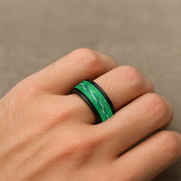 Hawaii Maile Lei Spinner Ring With Green Monstera Pattern - Polynesian Pride