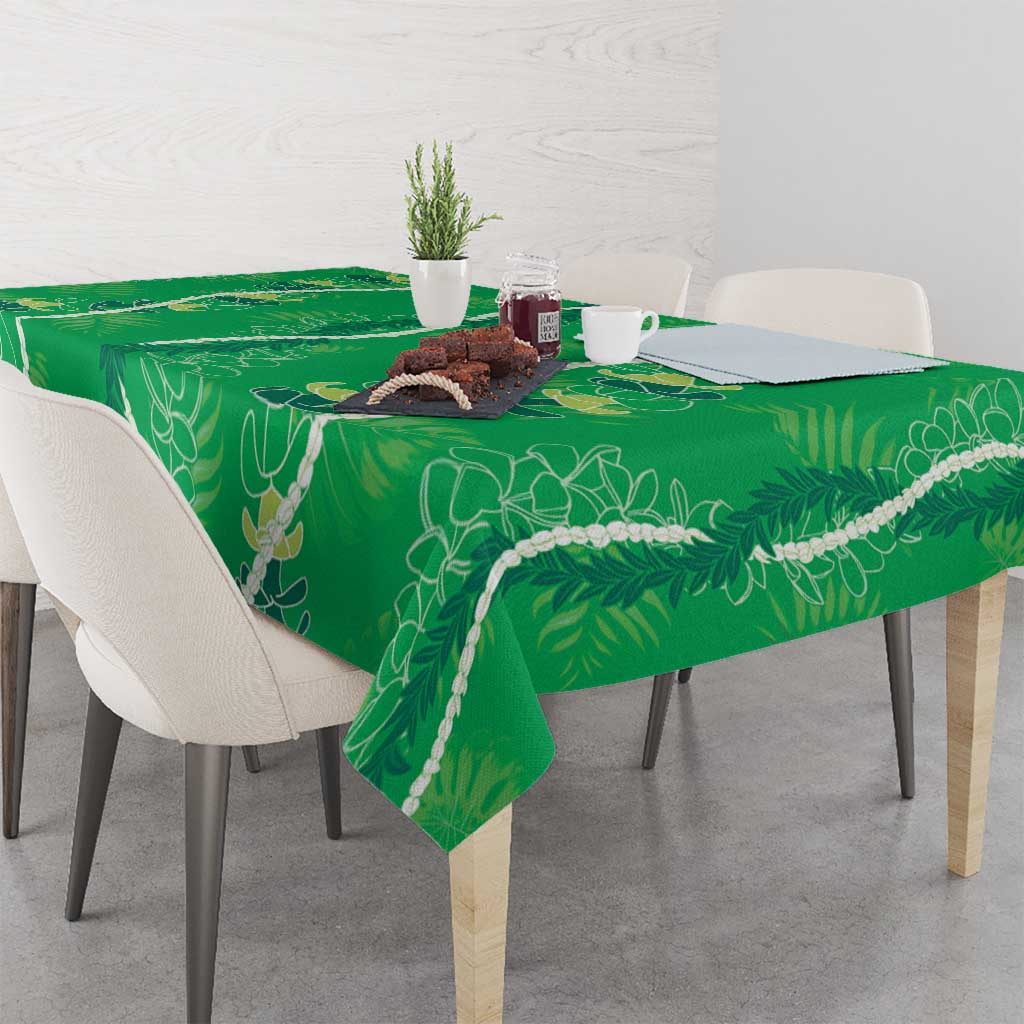 Hawaii Maile Lei Tablecloth With Green Monstera Pattern LT05 - Polynesian Pride