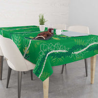 Hawaii Maile Lei Tablecloth With Green Monstera Pattern LT05 - Polynesian Pride