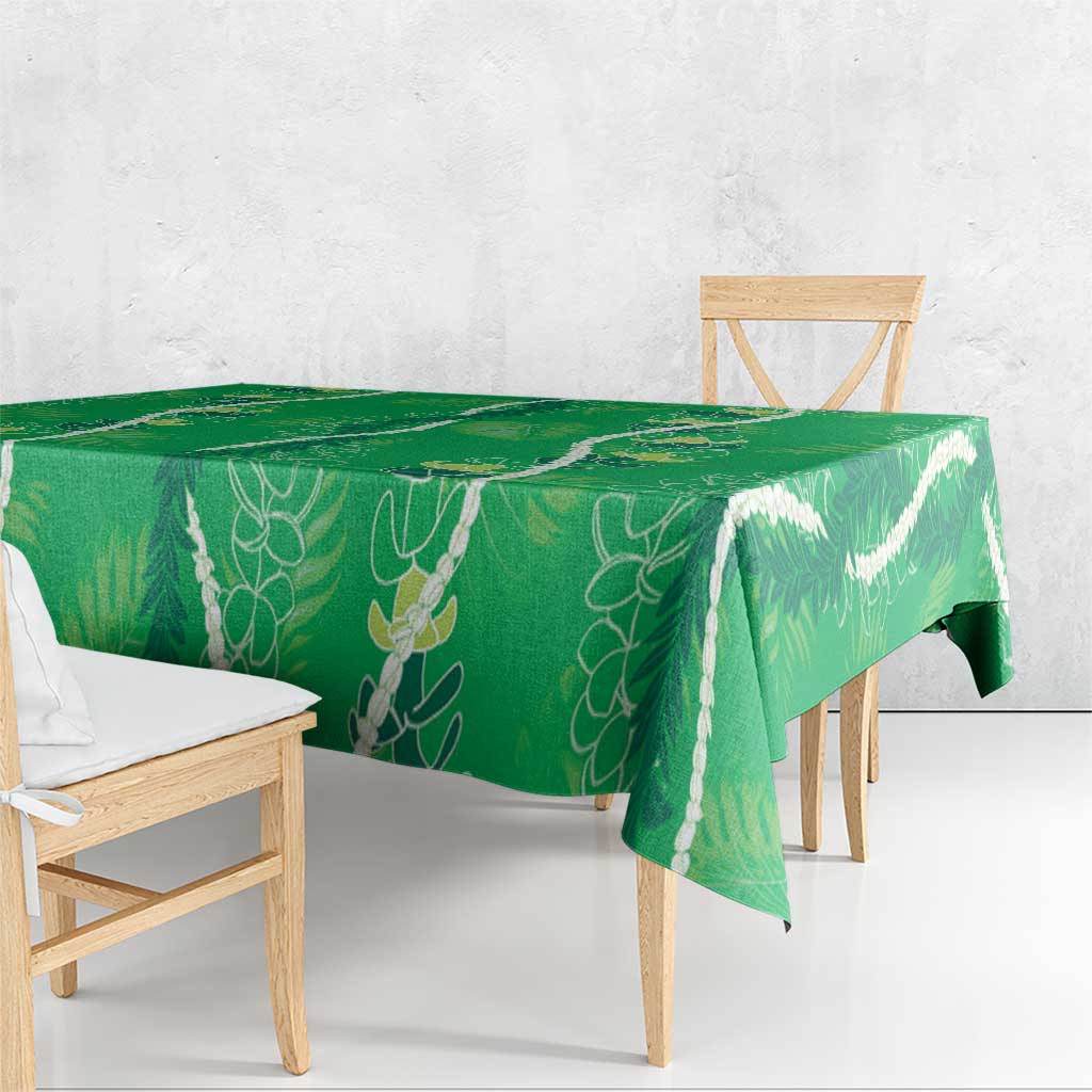 Hawaii Maile Lei Tablecloth With Green Monstera Pattern LT05 - Polynesian Pride