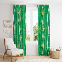 Hawaii Maile Lei Window Curtain With Green Monstera Pattern LT05 - Polynesian Pride
