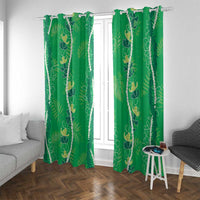 Hawaii Maile Lei Window Curtain With Green Monstera Pattern LT05 With Grommets Green - Polynesian Pride