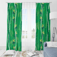Hawaii Maile Lei Window Curtain With Green Monstera Pattern LT05 - Polynesian Pride