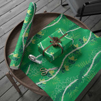 Hawaii Maile Lei Wrapping Paper With Green Monstera Pattern LT05 - Polynesian Pride