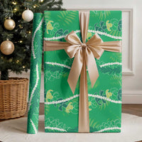 Hawaii Maile Lei Wrapping Paper With Green Monstera Pattern LT05 - Polynesian Pride
