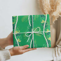 Hawaii Maile Lei Wrapping Paper With Green Monstera Pattern LT05 - Polynesian Pride