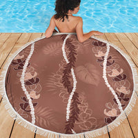 Hawaii Maile Lei Beach Blanket With Brown Monstera Pattern LT05 - Polynesian Pride