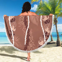 Hawaii Maile Lei Beach Blanket With Brown Monstera Pattern LT05 - Polynesian Pride