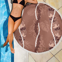 Hawaii Maile Lei Beach Blanket With Brown Monstera Pattern LT05 - Polynesian Pride