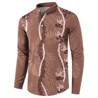 Hawaii Maile Lei Button Sweatshirt With Brown Monstera Pattern LT05 - Polynesian Pride