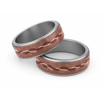 Hawaii Maile Lei Classic Ring With Brown Monstera Pattern - Polynesian Pride