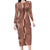 Hawaii Maile Lei Family Matching Long Sleeve Bodycon Dress and Hawaiian Shirt With Brown Monstera Pattern