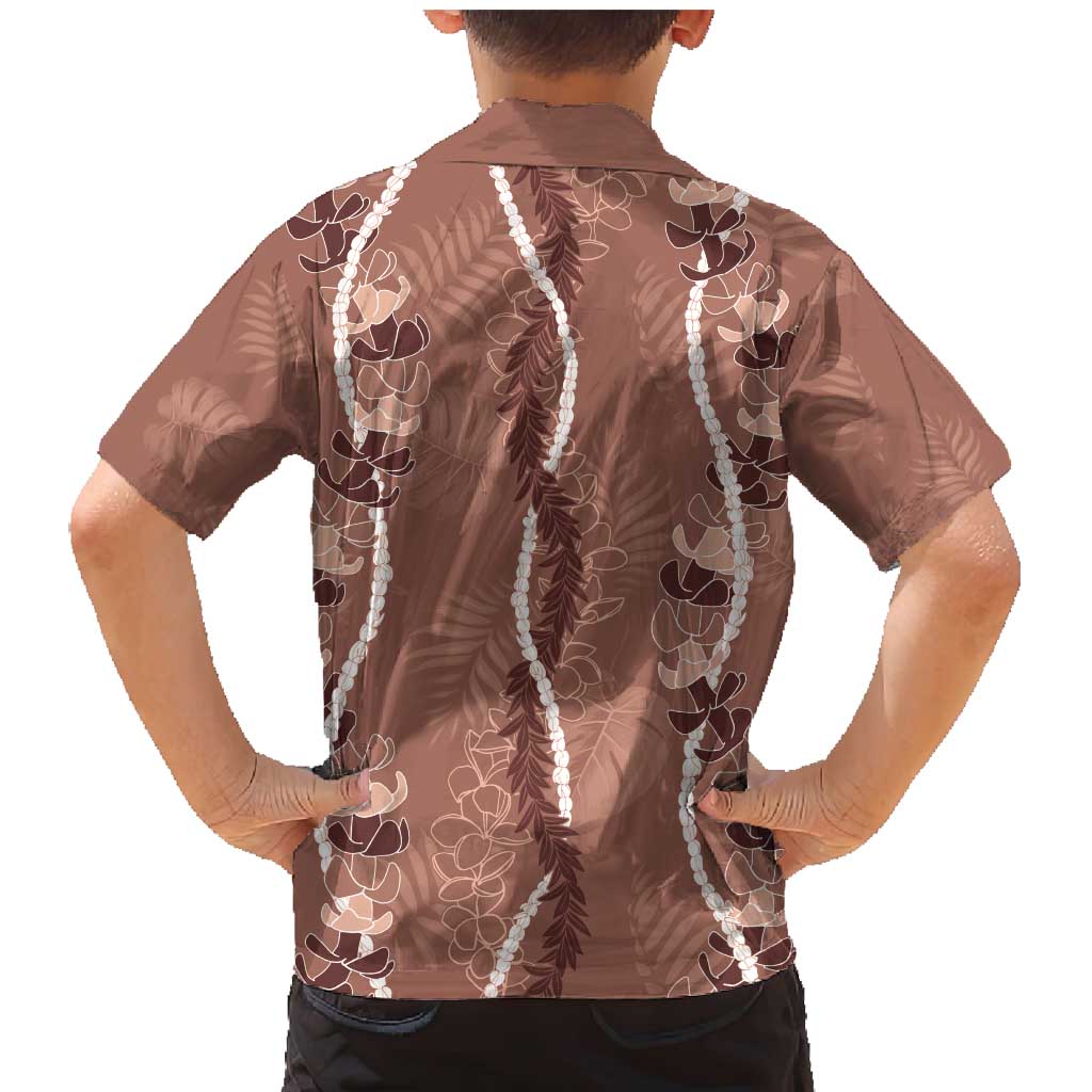 Hawaii Maile Lei Family Matching Mermaid Dress and Hawaiian Shirt With Brown Monstera Pattern