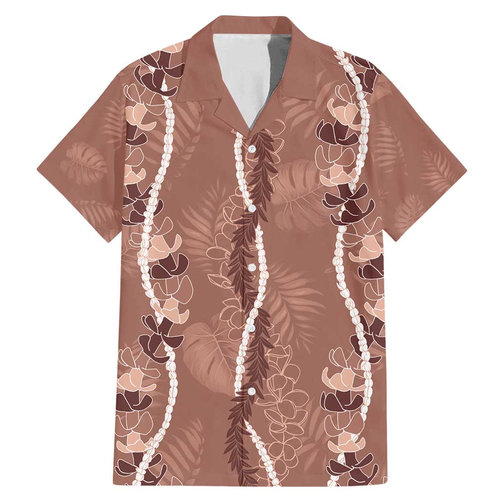 Hawaii Maile Lei Family Matching Mermaid Dress and Hawaiian Shirt With Brown Monstera Pattern