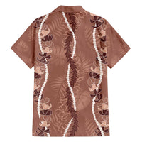 Hawaii Maile Lei Family Matching Off Shoulder Maxi Dress and Hawaiian Shirt With Brown Monstera Pattern