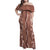 Hawaii Maile Lei Family Matching Off Shoulder Maxi Dress and Hawaiian Shirt With Brown Monstera Pattern