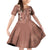 Hawaii Maile Lei Family Matching Off Shoulder Short Dress and Hawaiian Shirt With Brown Monstera Pattern