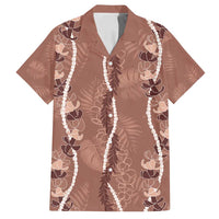 Hawaii Maile Lei Family Matching Puletasi and Hawaiian Shirt With Brown Monstera Pattern