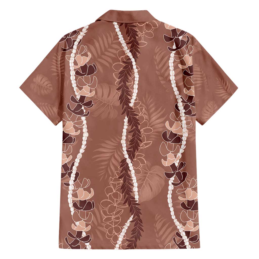 Hawaii Maile Lei Family Matching Short Sleeve Bodycon Dress and Hawaiian Shirt With Brown Monstera Pattern