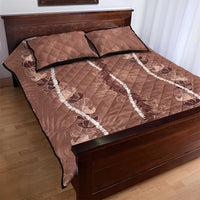 Hawaii Maile Lei Quilt Bed Set With Brown Monstera Pattern