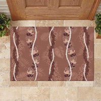 Hawaii Maile Lei Rubber Doormat With Brown Monstera Pattern LT05 Brown - Polynesian Pride