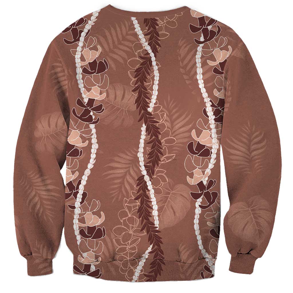 Hawaii Maile Lei Sweatshirt With Brown Monstera Pattern LT05 - Polynesian Pride