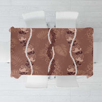 Hawaii Maile Lei Tablecloth With Brown Monstera Pattern LT05 Brown - Polynesian Pride