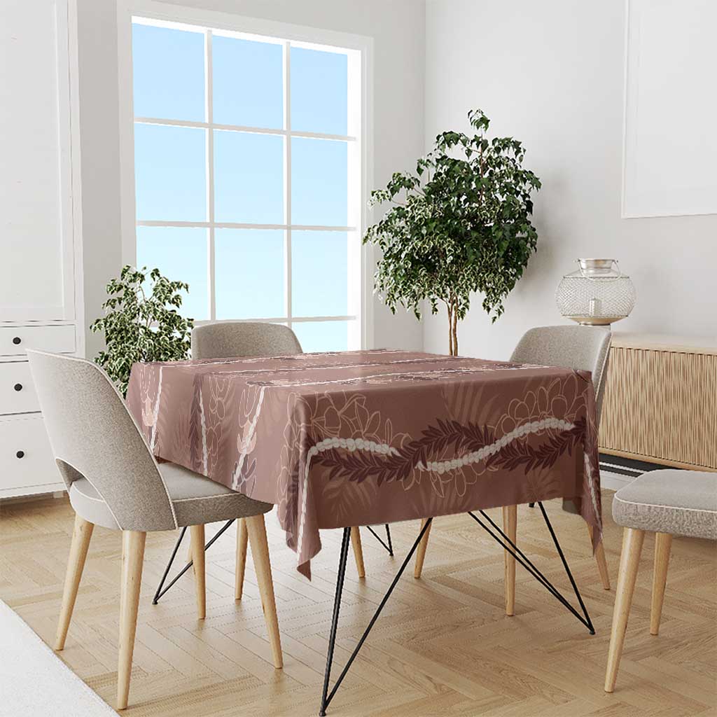 Hawaii Maile Lei Tablecloth With Brown Monstera Pattern LT05 - Polynesian Pride