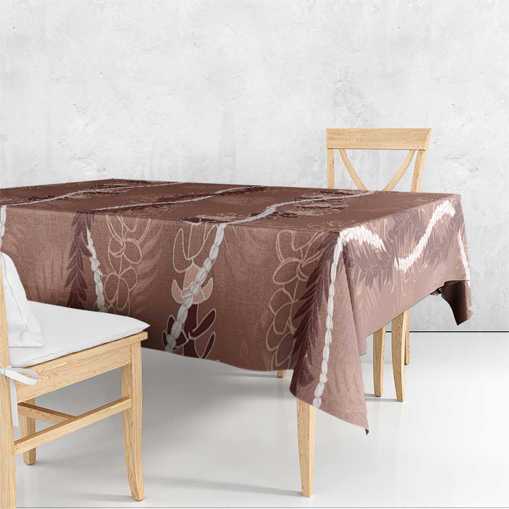 Hawaii Maile Lei Tablecloth With Brown Monstera Pattern LT05 - Polynesian Pride