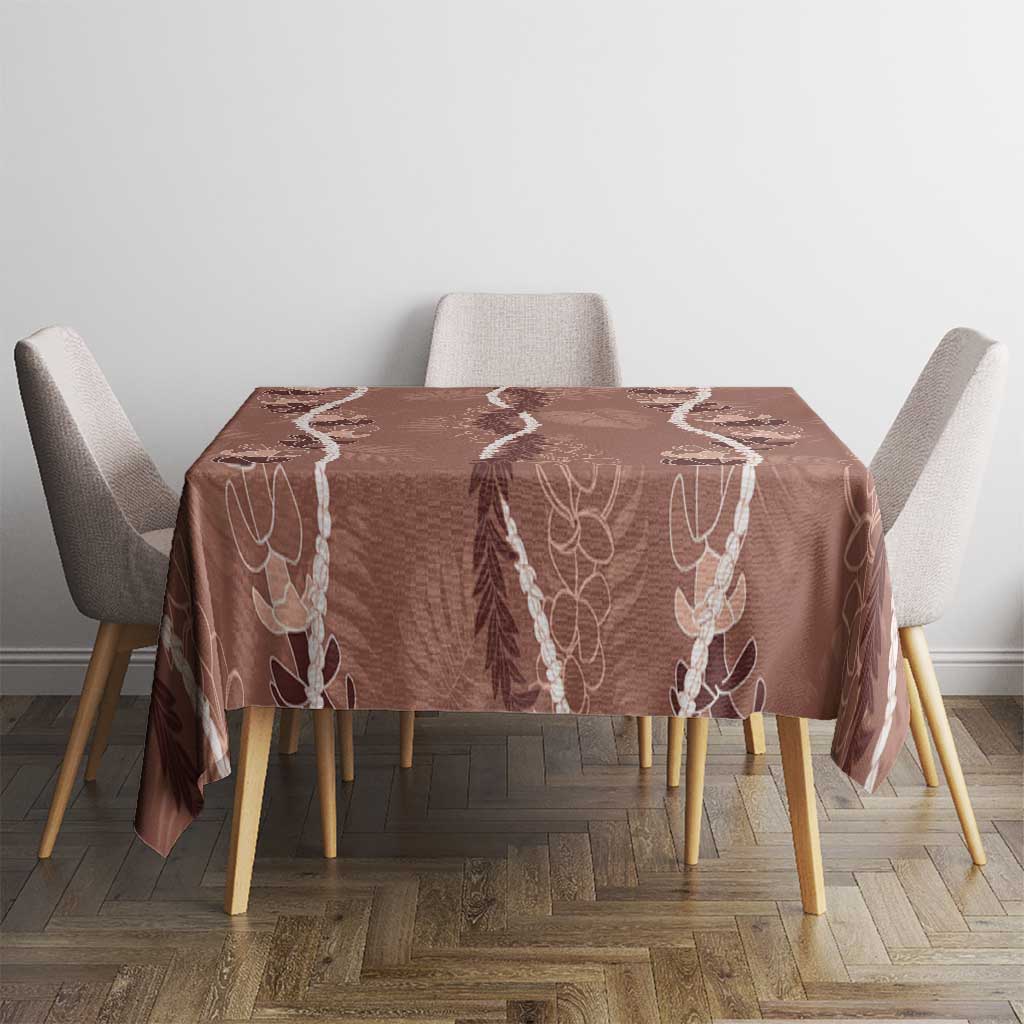 Hawaii Maile Lei Tablecloth With Brown Monstera Pattern LT05 - Polynesian Pride