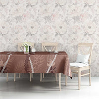 Hawaii Maile Lei Tablecloth With Brown Monstera Pattern LT05 - Polynesian Pride