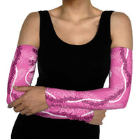 Hawaii Maile Lei Arm Sleeves With Pink Monstera Pattern - Polynesian Pride