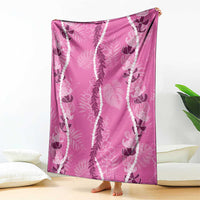 Hawaii Maile Lei Blanket With Pink Monstera Pattern LT05 - Polynesian Pride