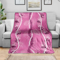 Hawaii Maile Lei Blanket With Pink Monstera Pattern LT05 - Polynesian Pride