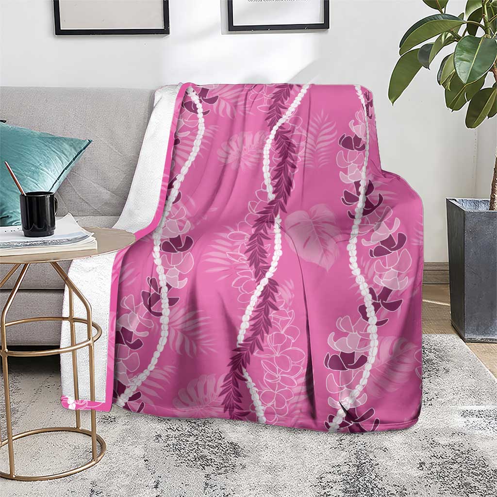 Hawaii Maile Lei Blanket With Pink Monstera Pattern LT05 - Polynesian Pride