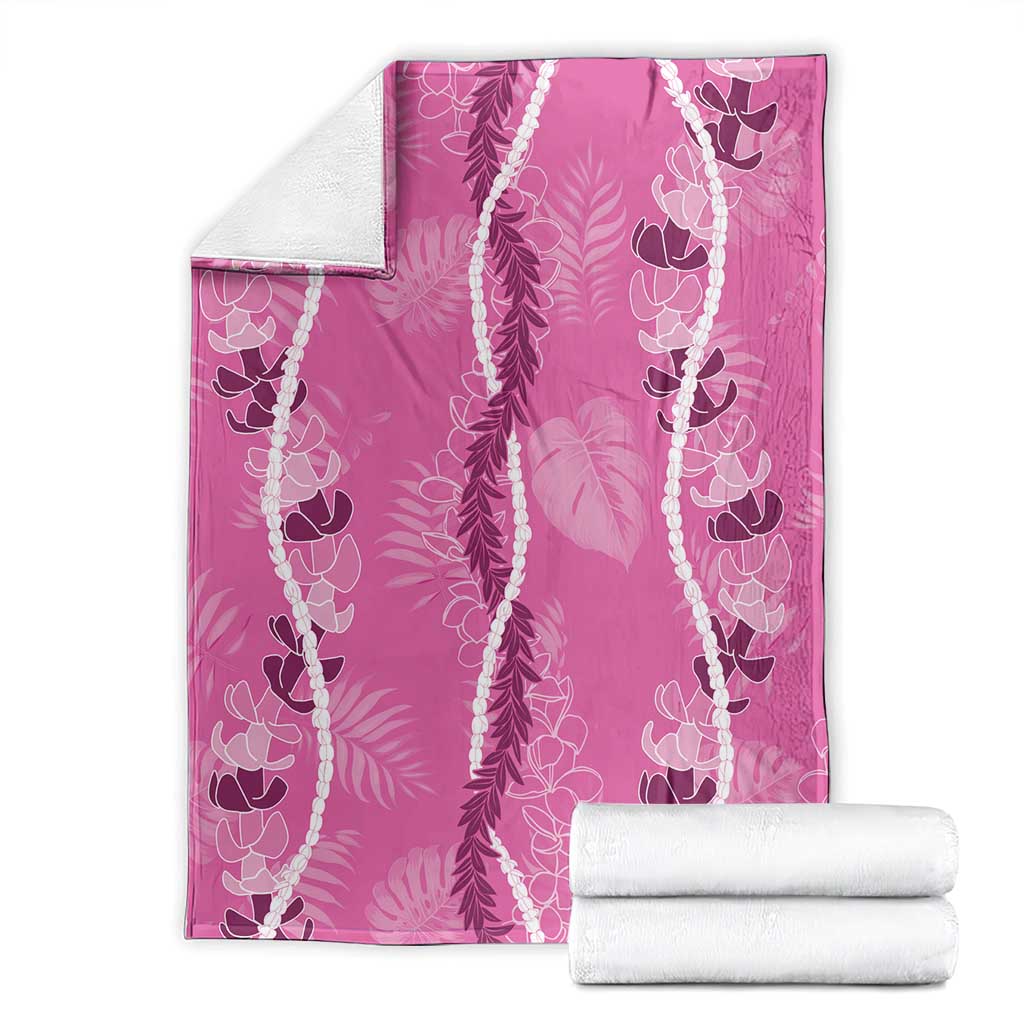 Hawaii Maile Lei Blanket With Pink Monstera Pattern LT05 - Polynesian Pride
