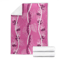 Hawaii Maile Lei Blanket With Pink Monstera Pattern LT05 - Polynesian Pride