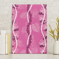 Hawaii Maile Lei Canvas Wall Art With Pink Monstera Pattern LT05 Without Frame Pink - Polynesian Pride