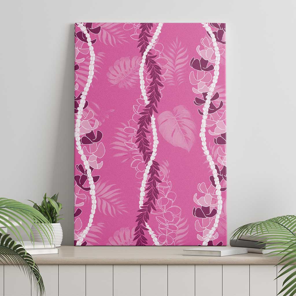 Hawaii Maile Lei Canvas Wall Art With Pink Monstera Pattern LT05 - Polynesian Pride