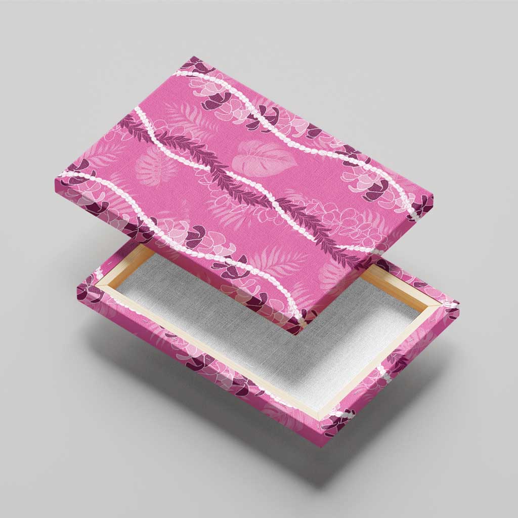 Hawaii Maile Lei Canvas Wall Art With Pink Monstera Pattern LT05 - Polynesian Pride