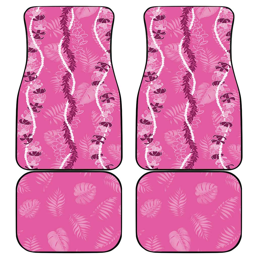 Hawaii Maile Lei Car Mats With Pink Monstera Pattern