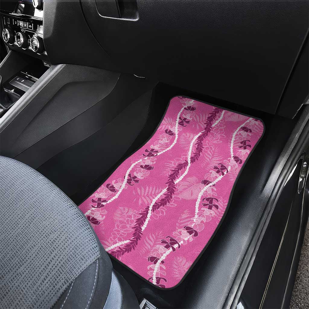 Hawaii Maile Lei Car Mats With Pink Monstera Pattern