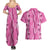 Hawaii Maile Lei Couples Matching Summer Maxi Dress and Hawaiian Shirt With Pink Monstera Pattern