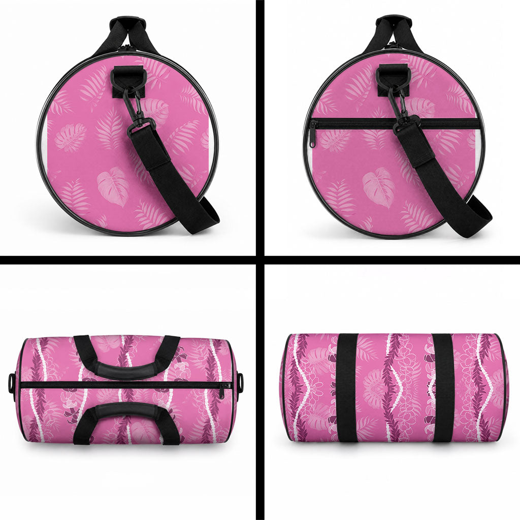 Hawaii Maile Lei Duffle Bag With Pink Monstera Pattern