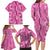 Hawaii Maile Lei Family Matching Long Sleeve Bodycon Dress and Hawaiian Shirt With Pink Monstera Pattern