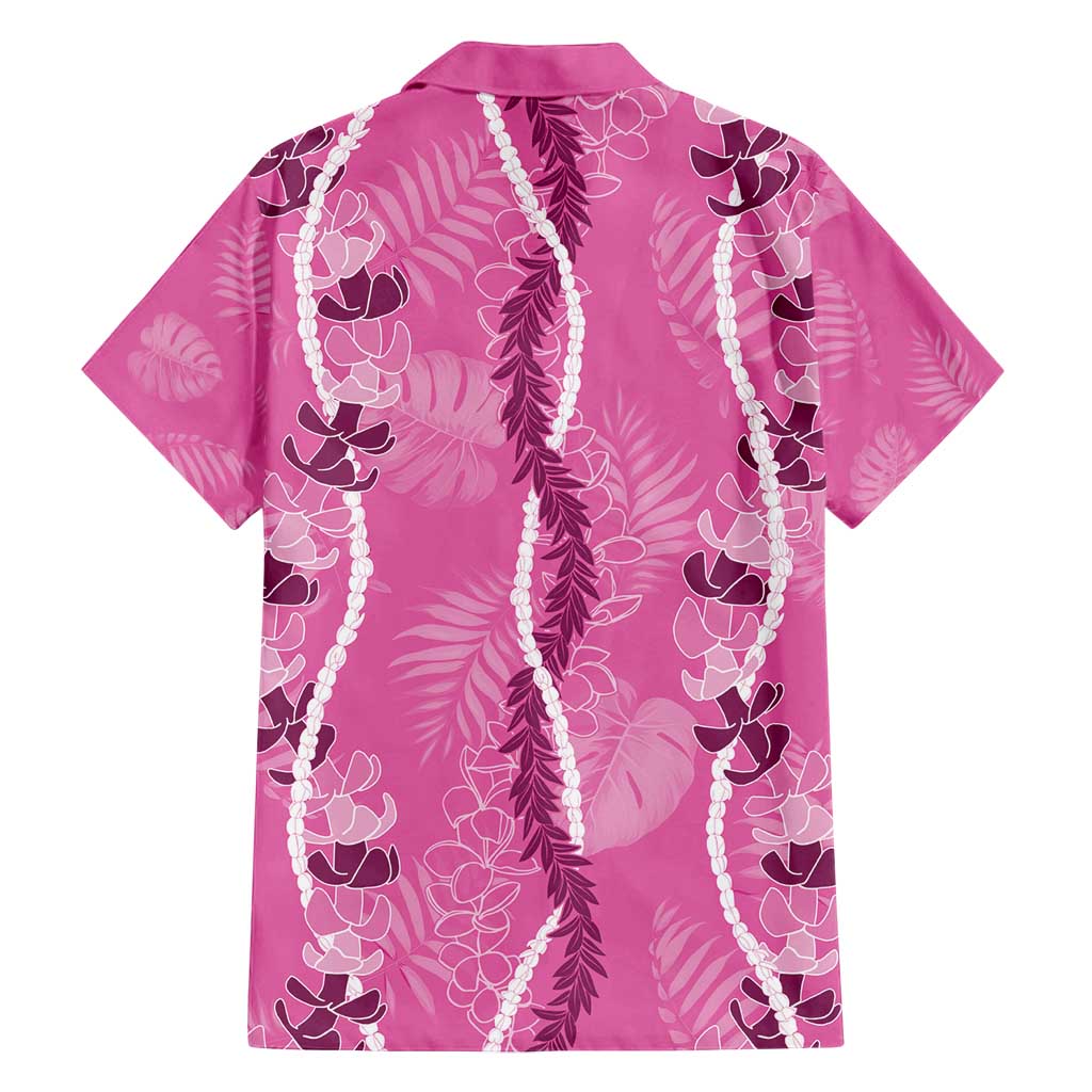 Hawaii Maile Lei Family Matching Off Shoulder Maxi Dress and Hawaiian Shirt With Pink Monstera Pattern