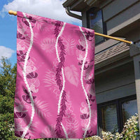 Hawaii Maile Lei Garden Flag With Pink Monstera Pattern LT05 - Polynesian Pride